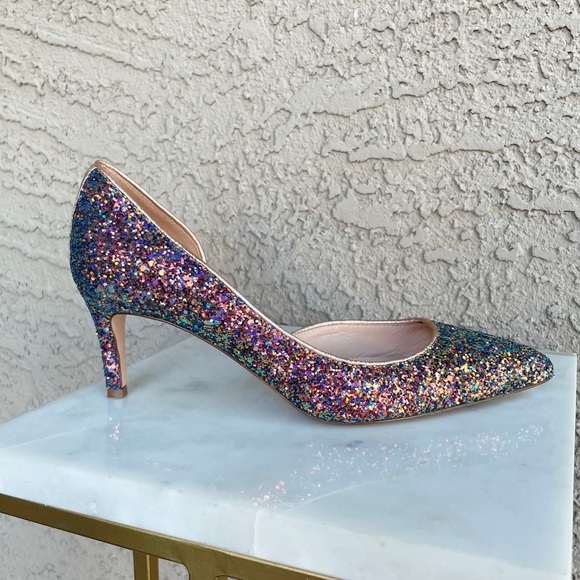 J.CREW Pink Multicolor Ombré Holographic Glitter Colette D’Orsay Pumps Heels 6 - Picture 4 of 16